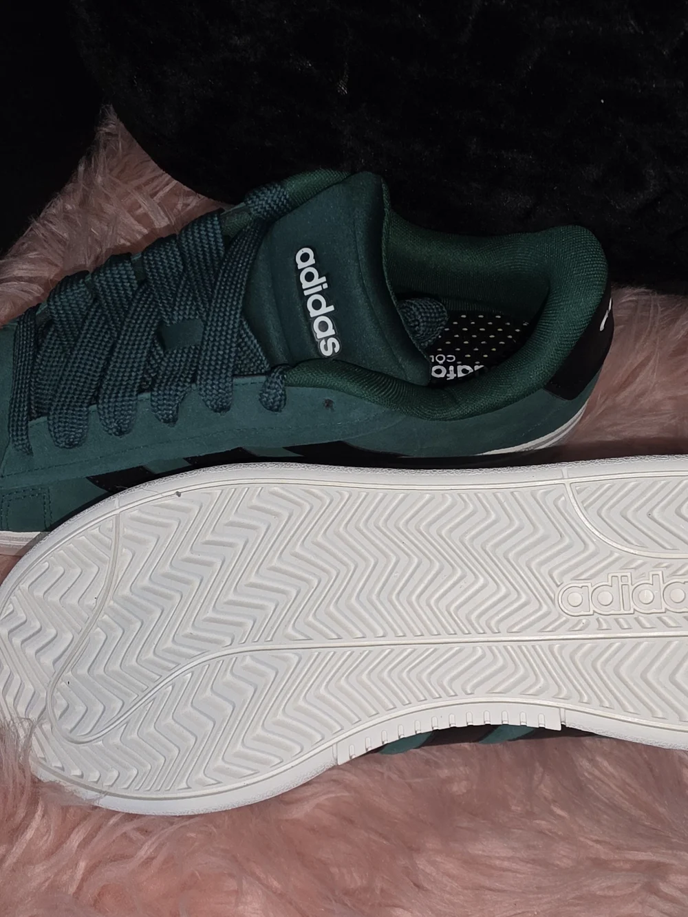 adidas Green Suede Sneakers with Black Stripes and White Soles
